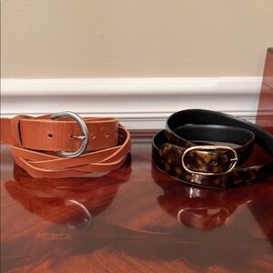 Lands End and Other Lot of Belts Leather and Tortoise Shell 28-30 inches